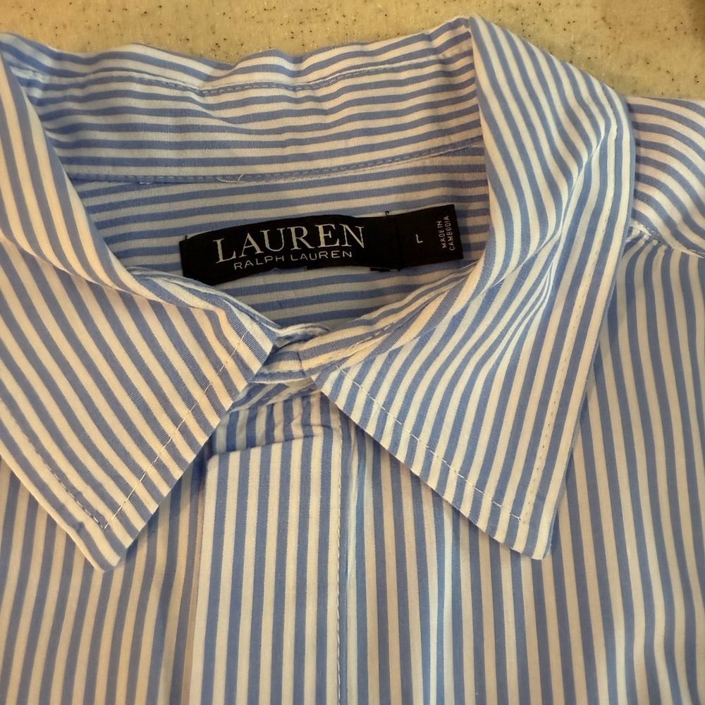 Ralph Lauren Blue and White Striped Dress pajama Women L